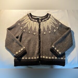 J. Jill Gray and Cream Patterned Sweater